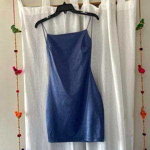 Muted Blue Bodycon Dress Spaghetti Straps